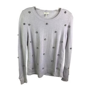 Joie Myron C Womens XS Embellished Wool Cashmere Sweater Heather Icy Lilac